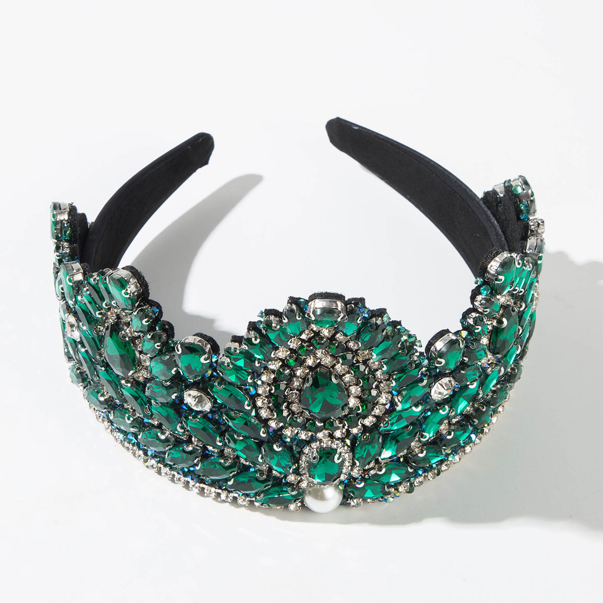Wholesale Baroque retro colored glass super sparkling crown headband