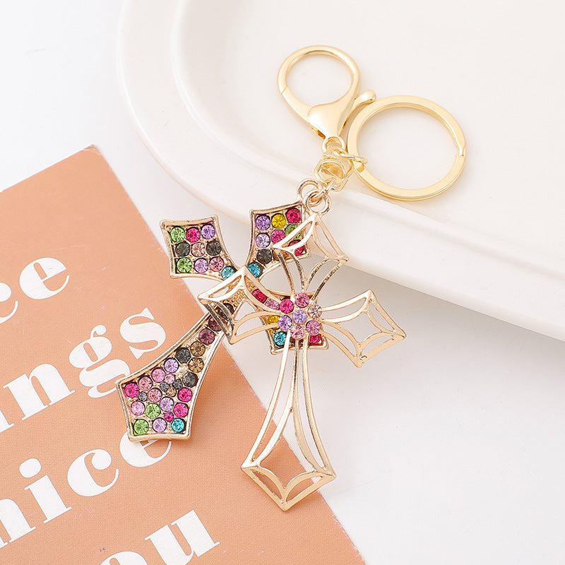 Wholesale Diamond Cross Zinc Alloy Keychain