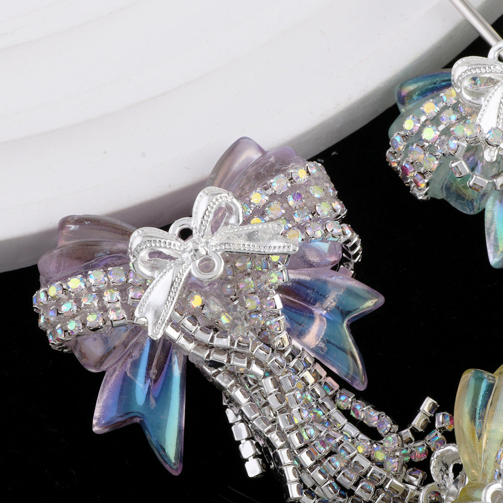 Wholesale Diamond chain tassel bow diamond ball straight hole beads DIY accessories