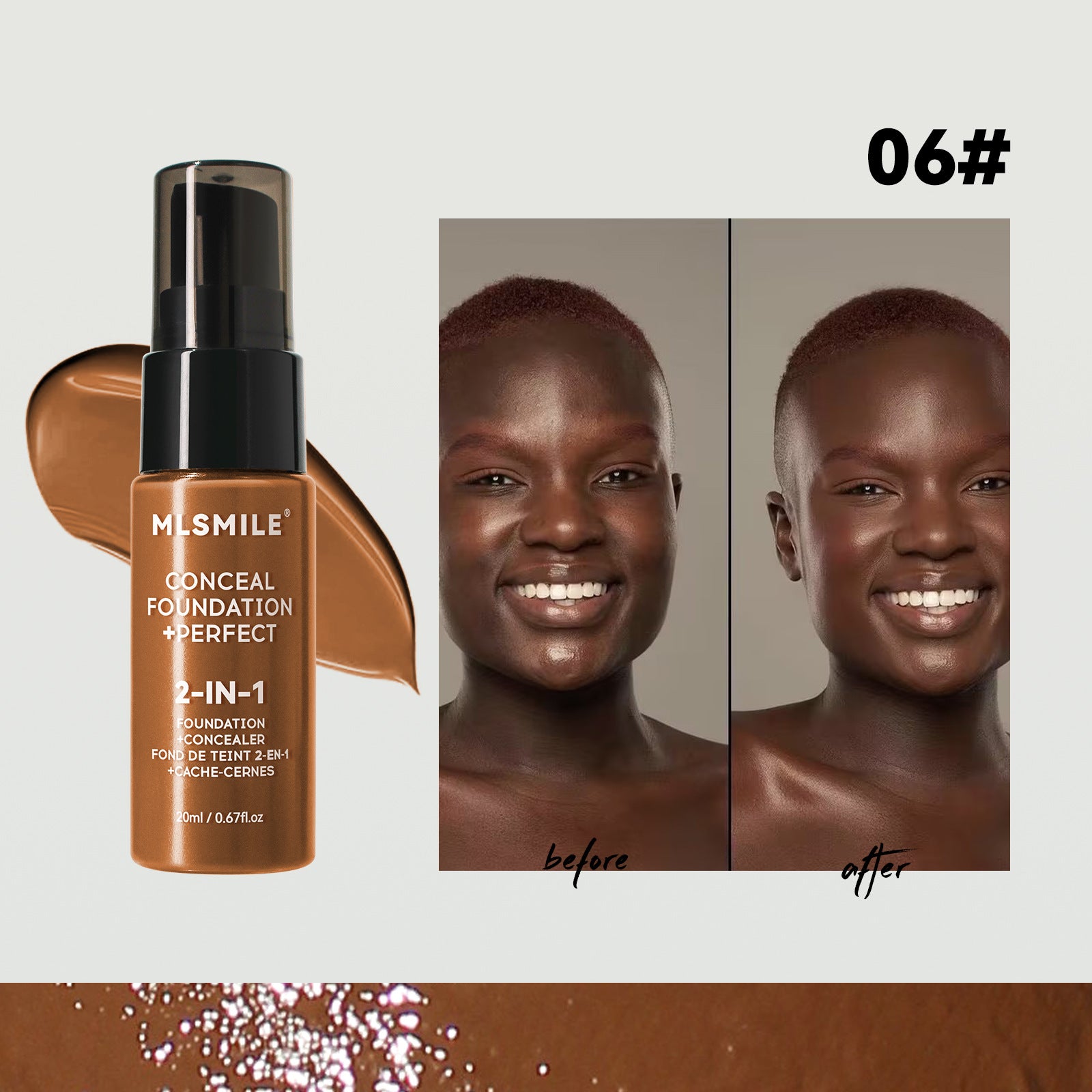 Wholesale MLSMILE Liquid Foundation Lasting Waterproof and Sweat-proof, Easy To Open The Oil Control Concealer Foundation