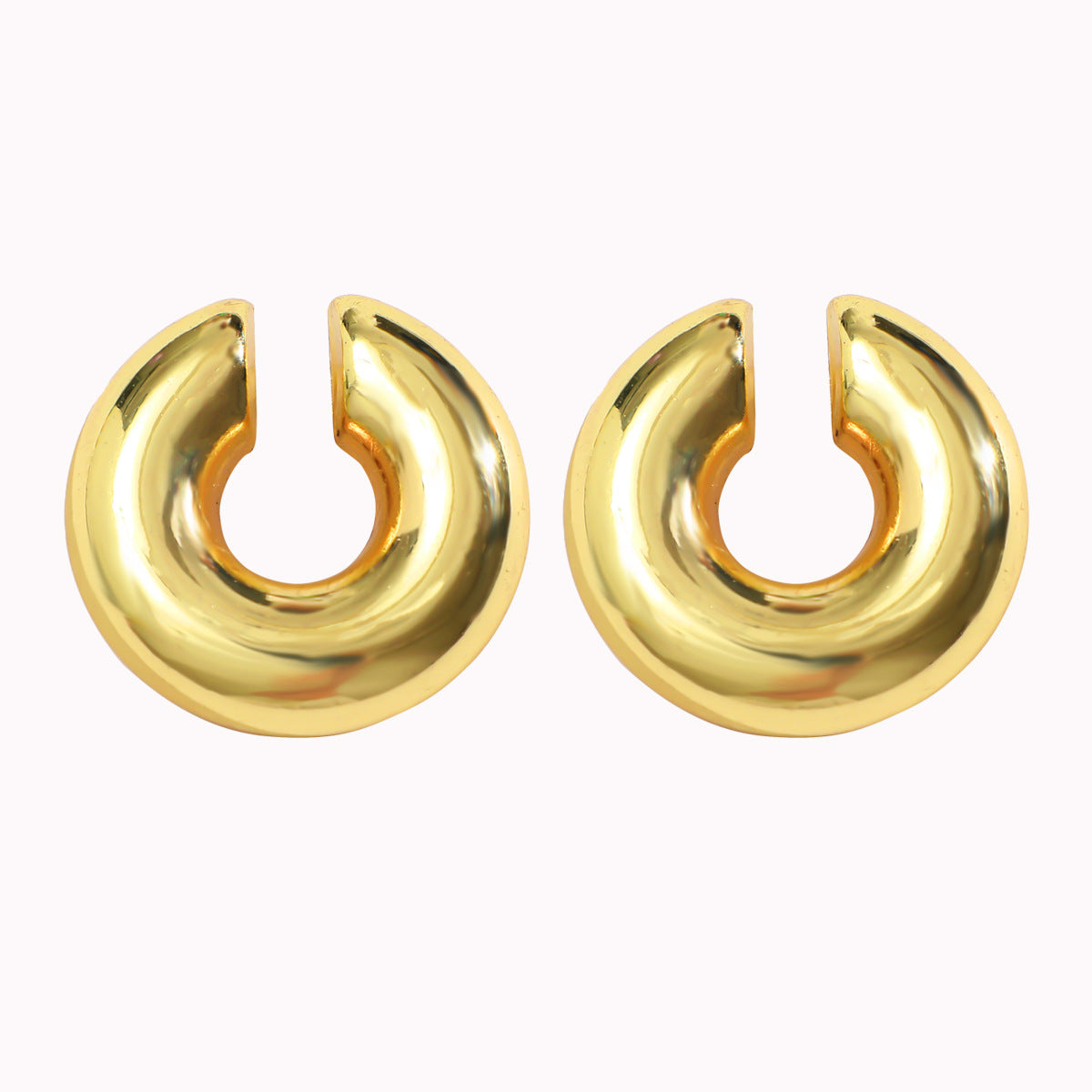 Wholesale Fashion Thick Cylindrical Tube Simple 18k Plated Hollow Ear Bone Clip Earrings