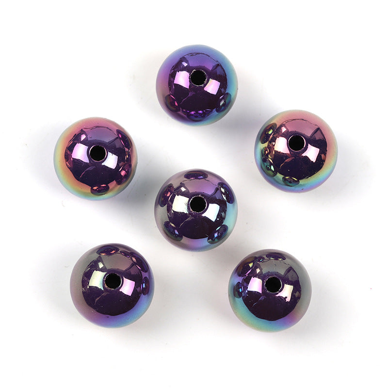 Wholesale 100pcs UV color plated solid color round beads 16mm acrylic beads