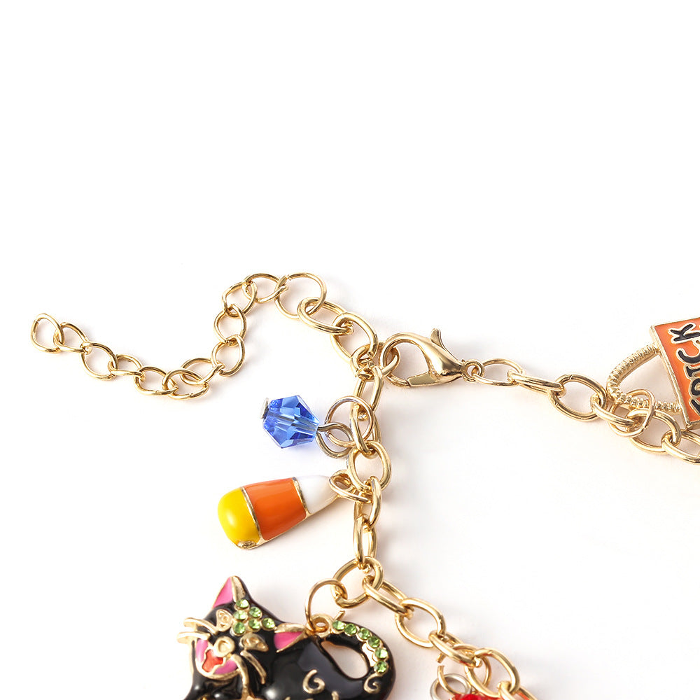 Wholesale 2PCS Halloween Pumpkin Head Ghost Spider Alloy Bracelet