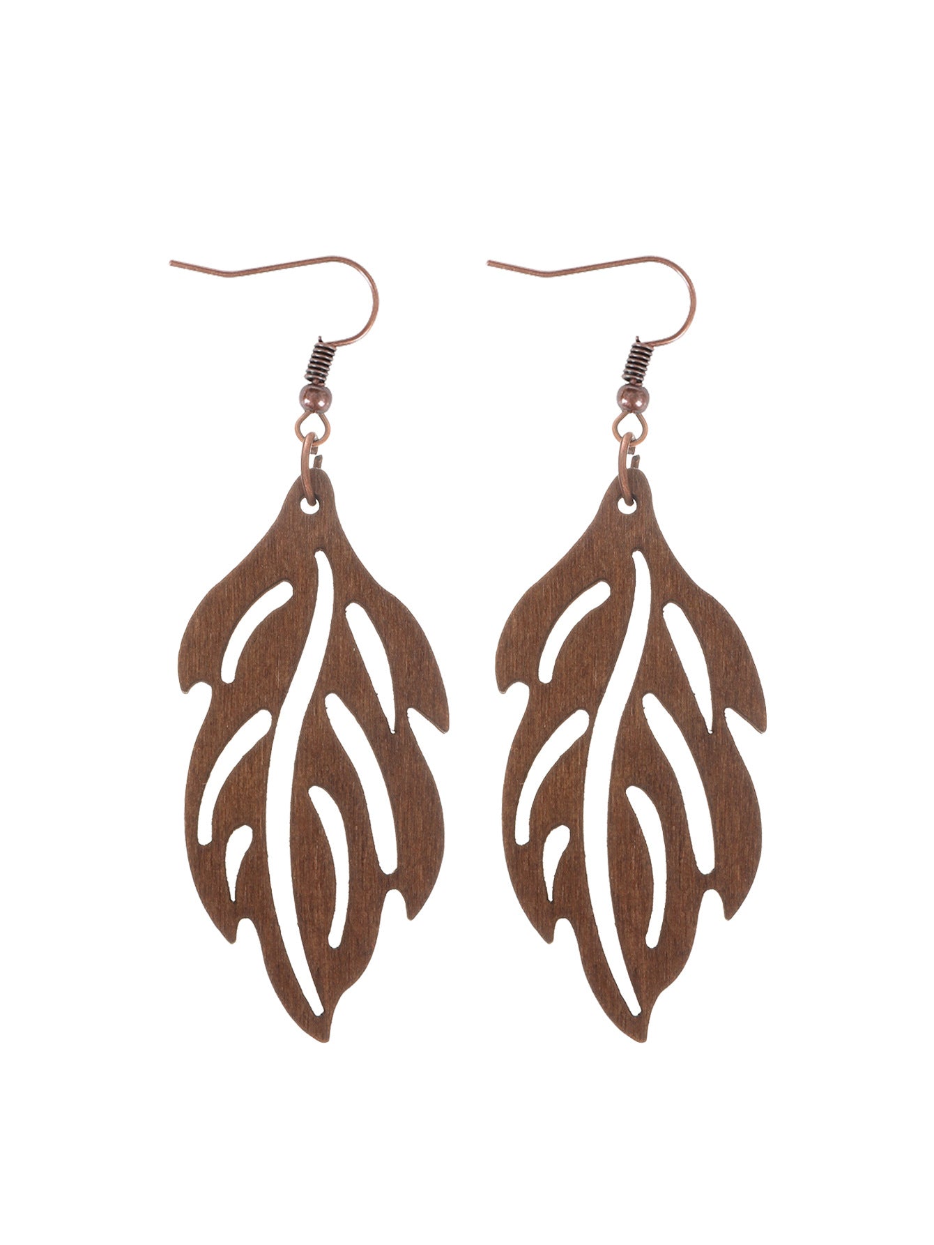 Wholesale Hollow Wooden Squirrel Maple Leaf Personalized Retro Ethnic Style Earrings