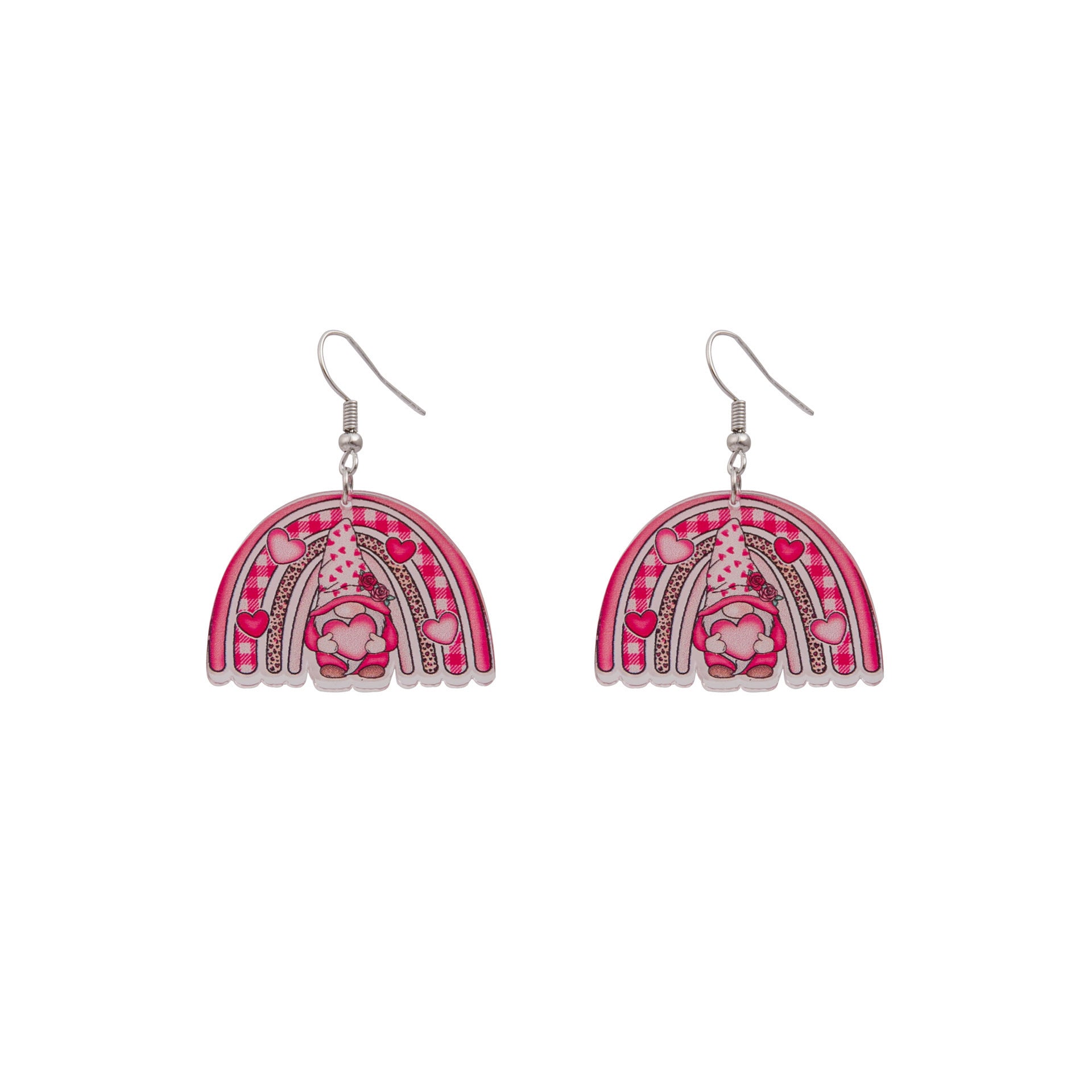 Wholesale  Valentine' s Day Pink Dwarf Flamingo Letter Earrings
