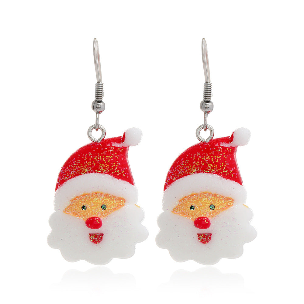 Wholesale Santa Claus Elk Snowflake Resin Earrings