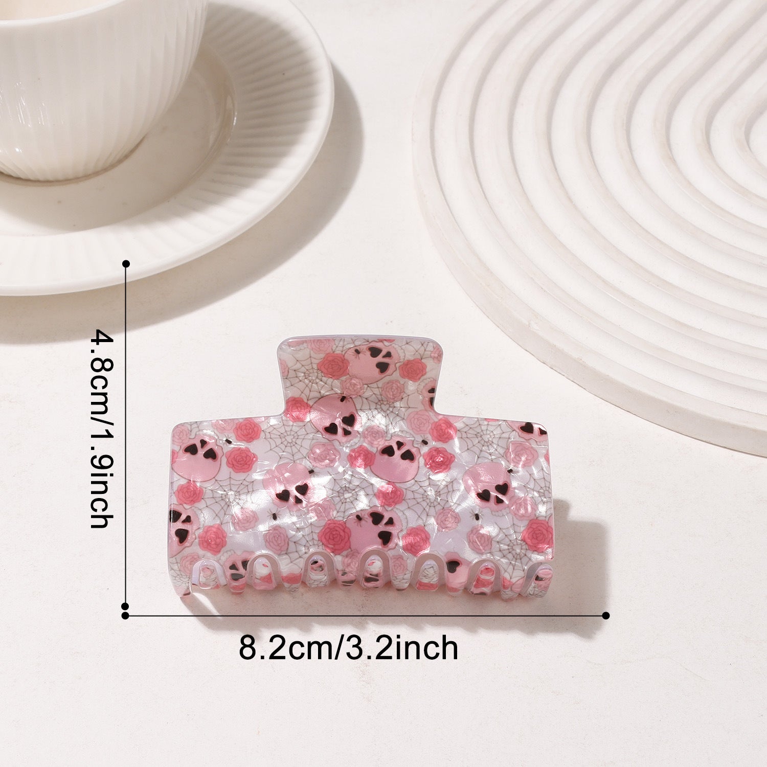 Wholesale  Ghost  Skeleton Print Acrylic Shark Clip For Women Trendy Party Hair Accessory