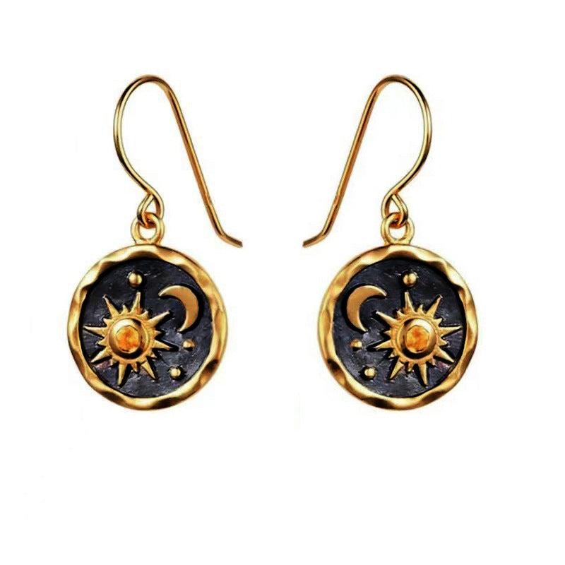 Wholesale Sun Moon Vintage Pendant Alloy Earrings Necklace Set
