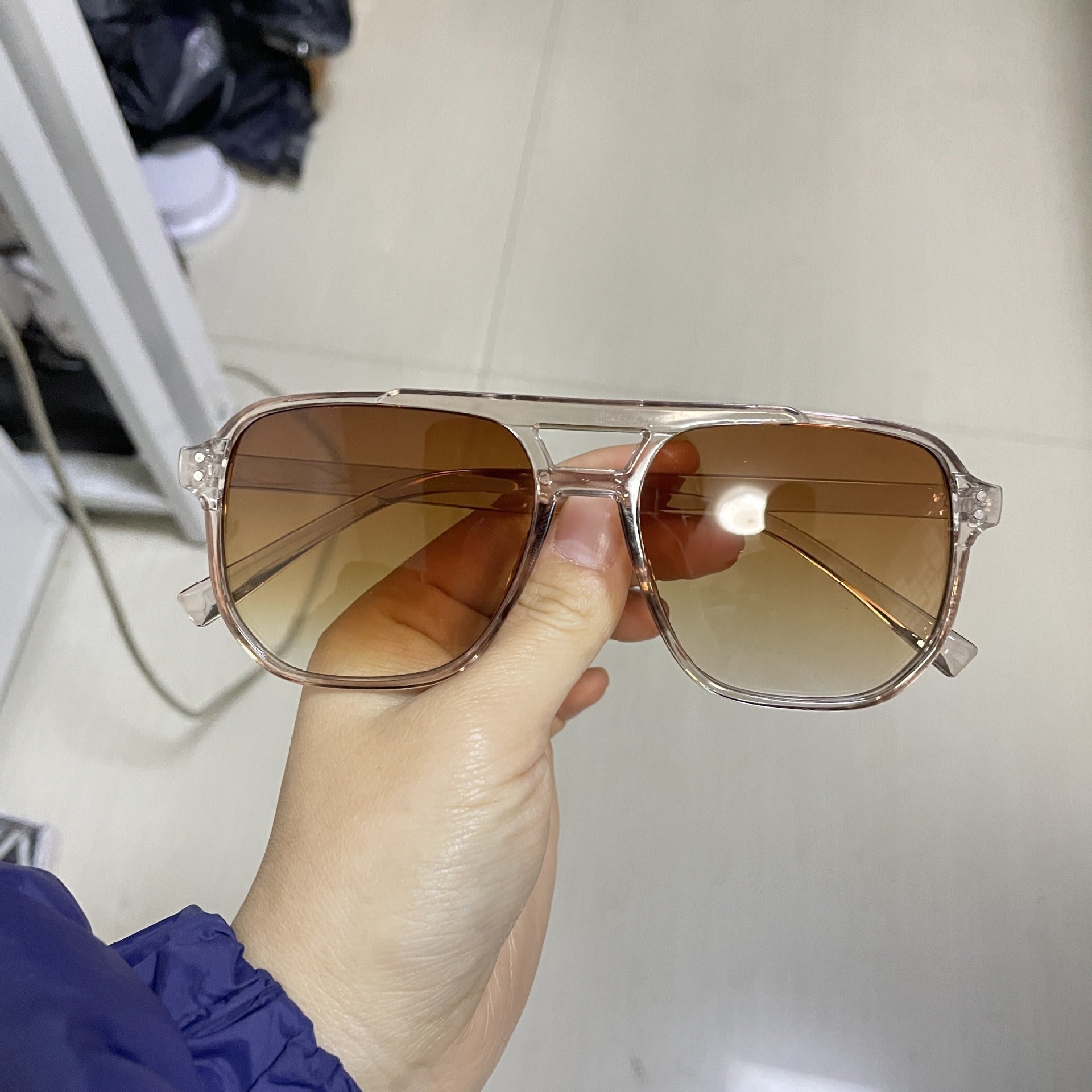 Wholesale Cross-border new retro double beam sunglasses fashion simple large frame sunglasses ins personalized ocean glasses