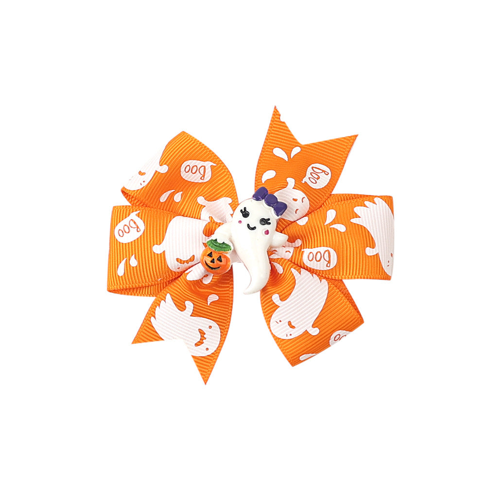 Wholesale Halloween Three-layer Swallowtail Bow Duckbill Edging 20 Colors Children's Headdress Hair Clips