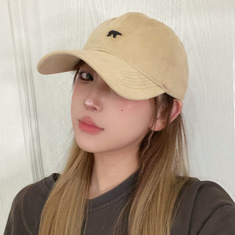 Wholesale Polar Bear Embroidered Wide Brim Baseball Cap Showing Face