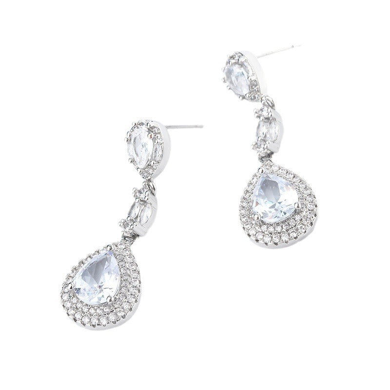 Wholesale Water Droplet Shaped Copper Earrings