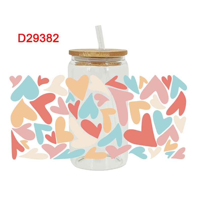 Wholesale Red Love Cartoon Valentine's Day 16oz Cup UV DTF Wraps