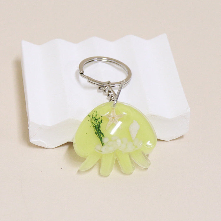 Wholesale 6pcs Jellyfish Shape Resin Glue Real Starfish Shell Ocean Keychain