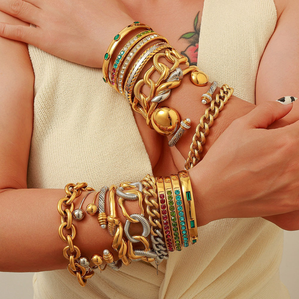 Wholesale Stainless Steel Steel Bracelet Non-Fading Oval Colorful Irregular Shape
