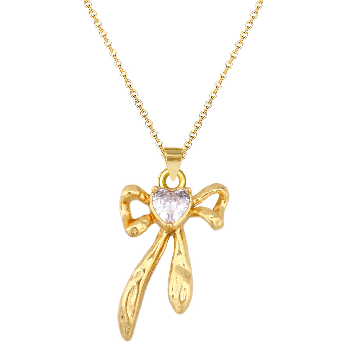 Wholesale French Retro Gold Plated Bowknot Pendant Necklace Jewelry Accessory For Resale