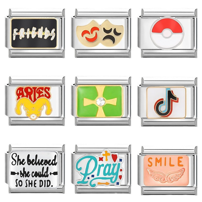 Wholesale Italian Charm Bracelet 9mm DIY Disassembly Stainless Steel Retro Brace Bracelet