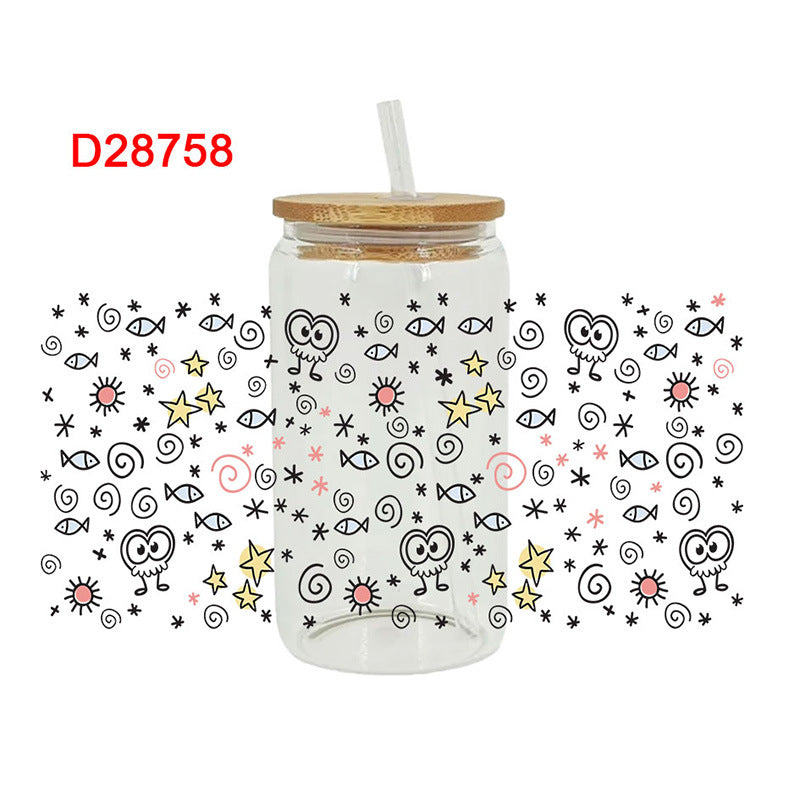 Wholesale Cute Cartoon   16oz Cup UV DTF Wraps