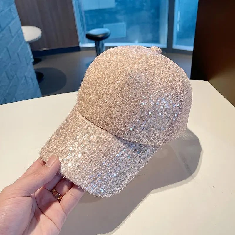 Wholesale Crystal Silk Small Sequin Baseball Net Cap