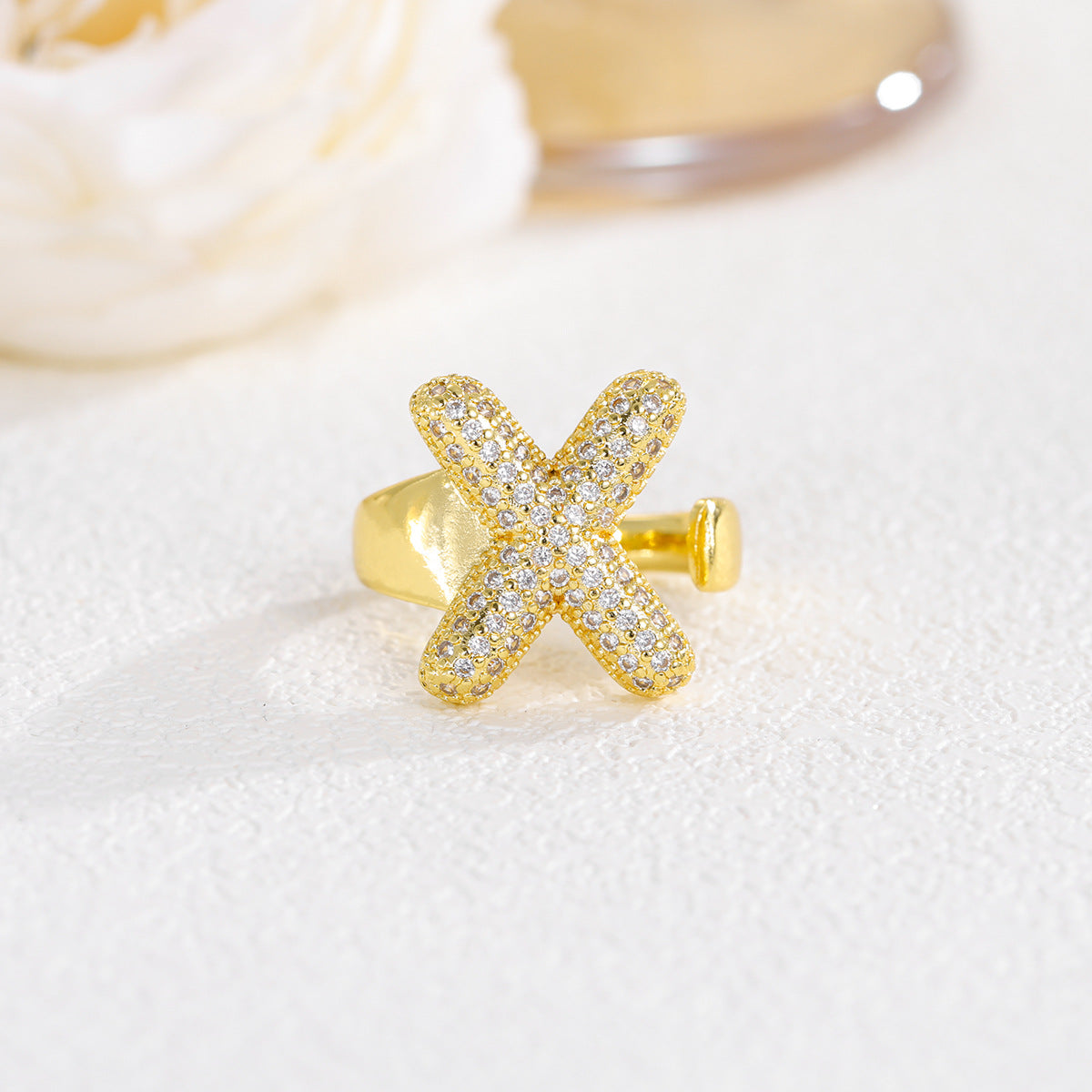 Wholesale  Gold Plated Copper Set with Zircon Open Ring