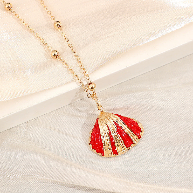 Wholesale Gold-edged Conch and Seashell Necklace
