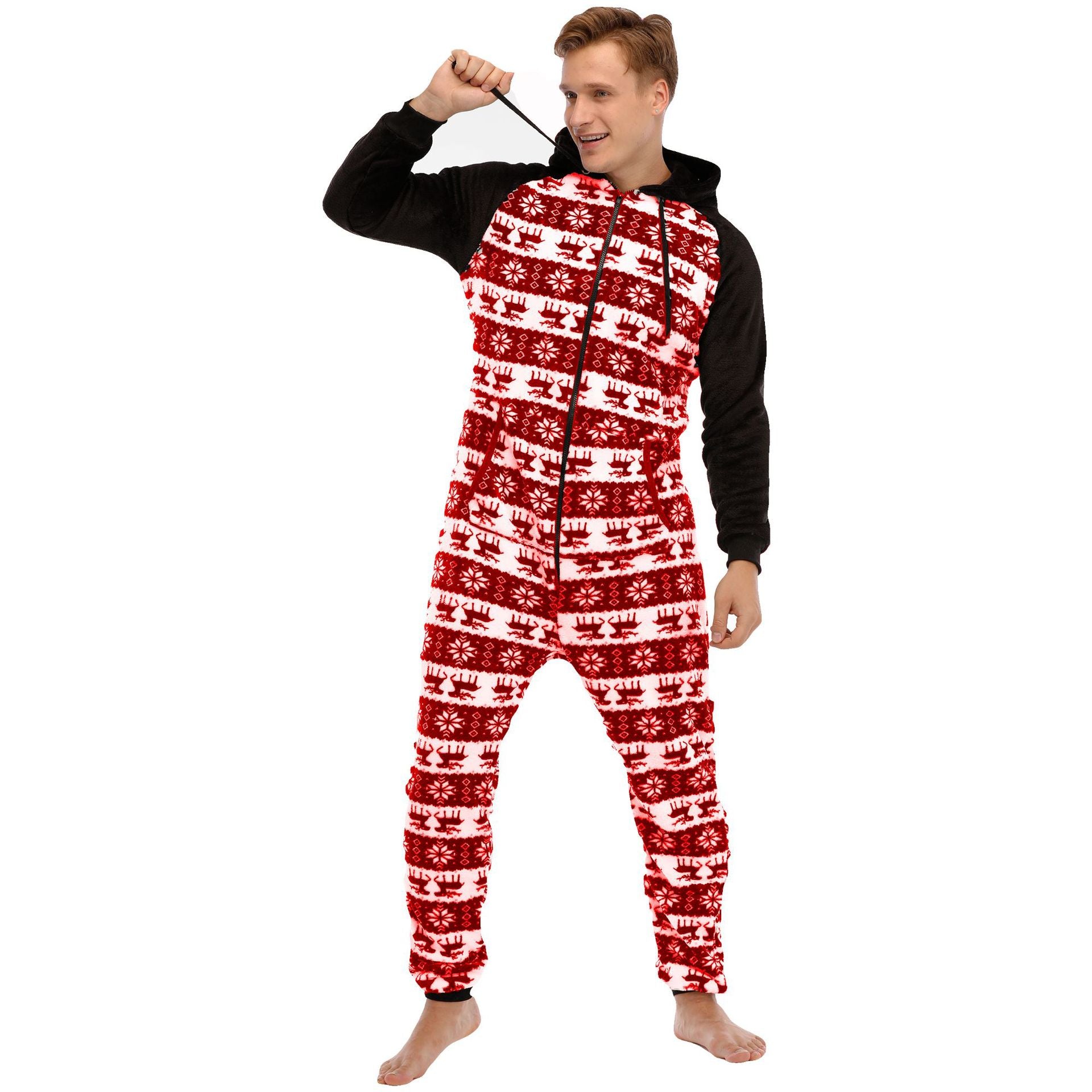 Wholesale Men's Flannel Christmas Halloween Jumpsuit Pajamas Lounge Wear