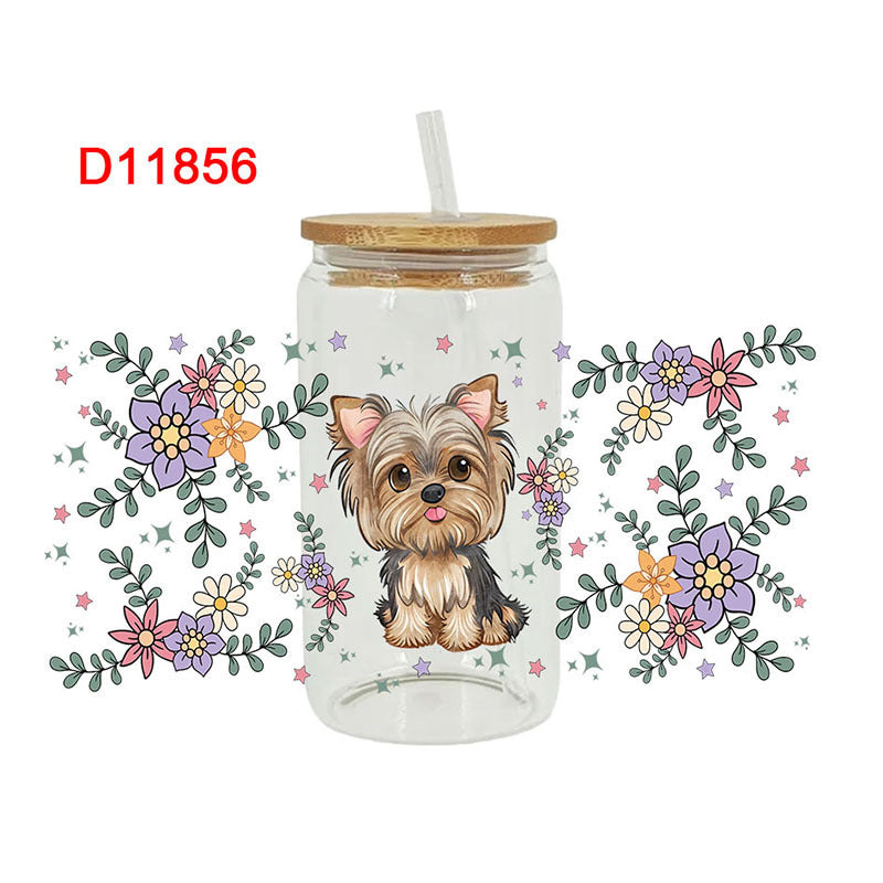 Wholesale Cute Dog Cartoon 16oz Cup UV DTF Wraps