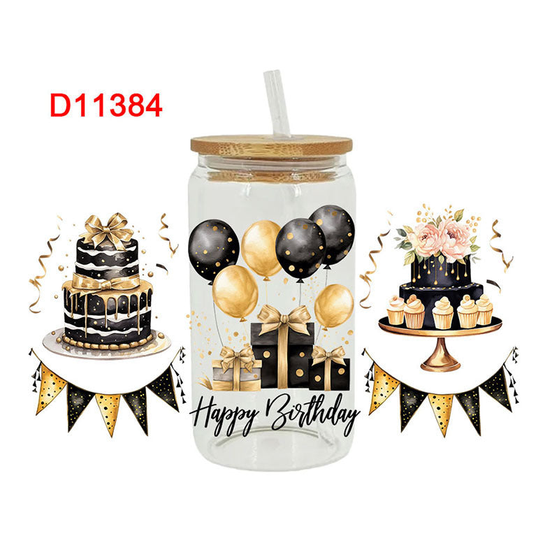 Wholesale Birthday Gift Series 16oz Cup UV DTF Wraps