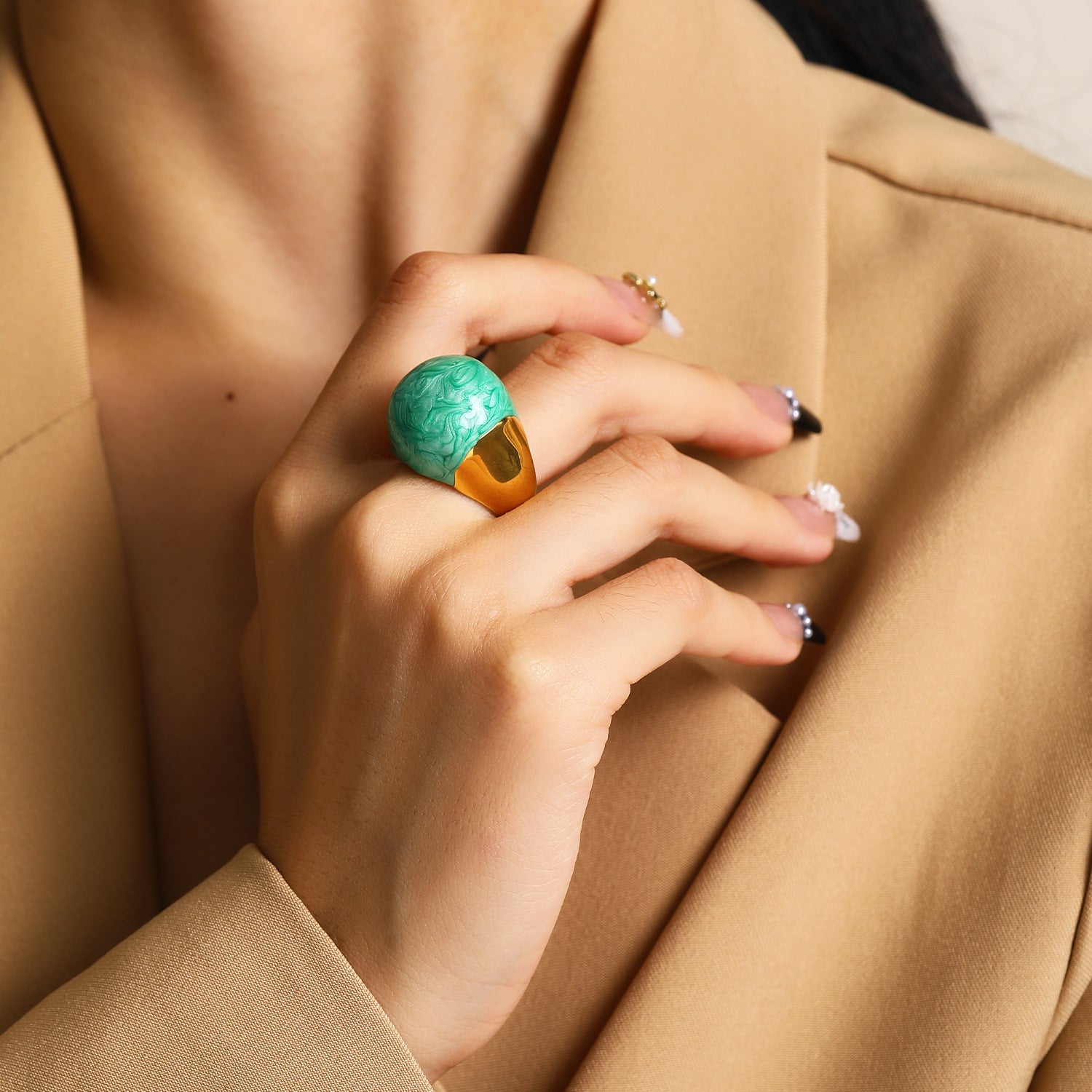 Wholesale Enamel Drop Glaze Titanium Steel Ring