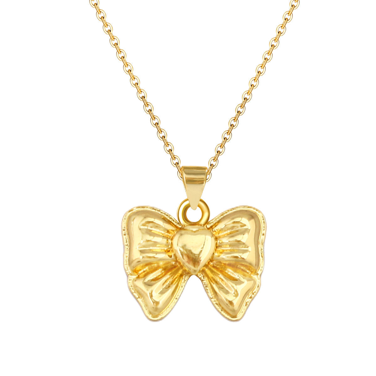 Wholesale French Retro Gold Plated Bowknot Pendant Necklace Jewelry Accessory For Resale