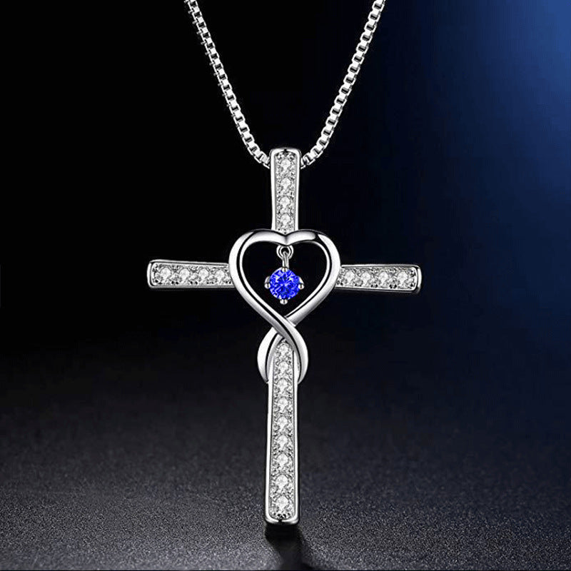 Wholesale Cross religious faith inlaid zircon pendant necklace