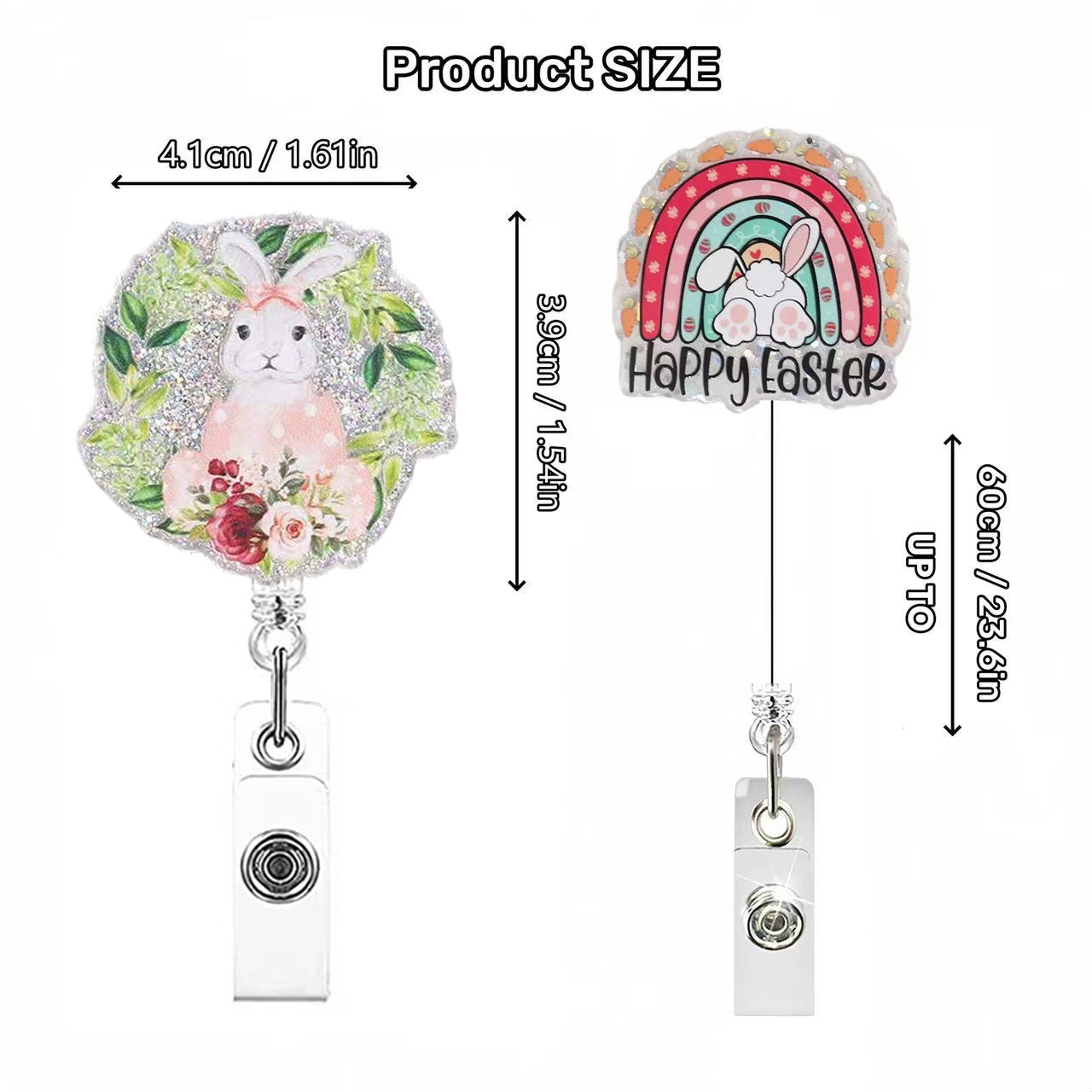 Wholesale Easter Badge Reels Glitter Fun Badge Reels