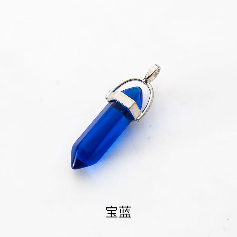 Wholesale Fashion Hexagonal Column Diamond Bullet Pendant Accessories Glass Pendant Glass Necklace Jewelry
