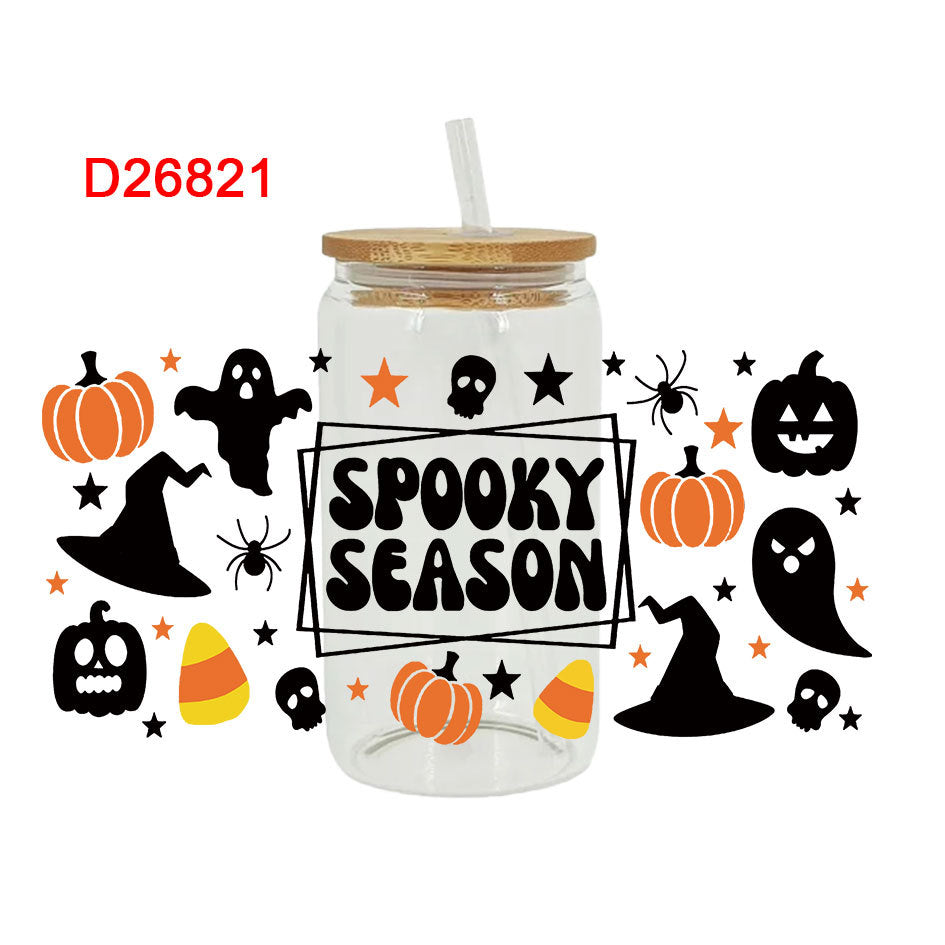 Wholesale Pumpkin Ghost Witch Halloween 16oz Cup UV DTF Wraps