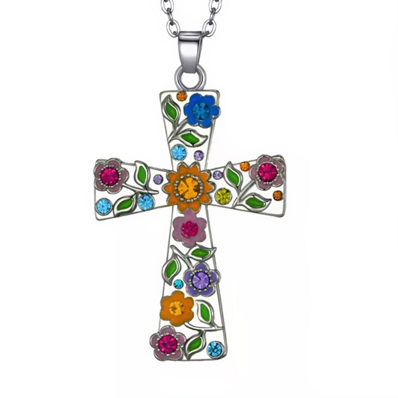 Wholesale Cross Small Plum Blossom Pendant Necklace