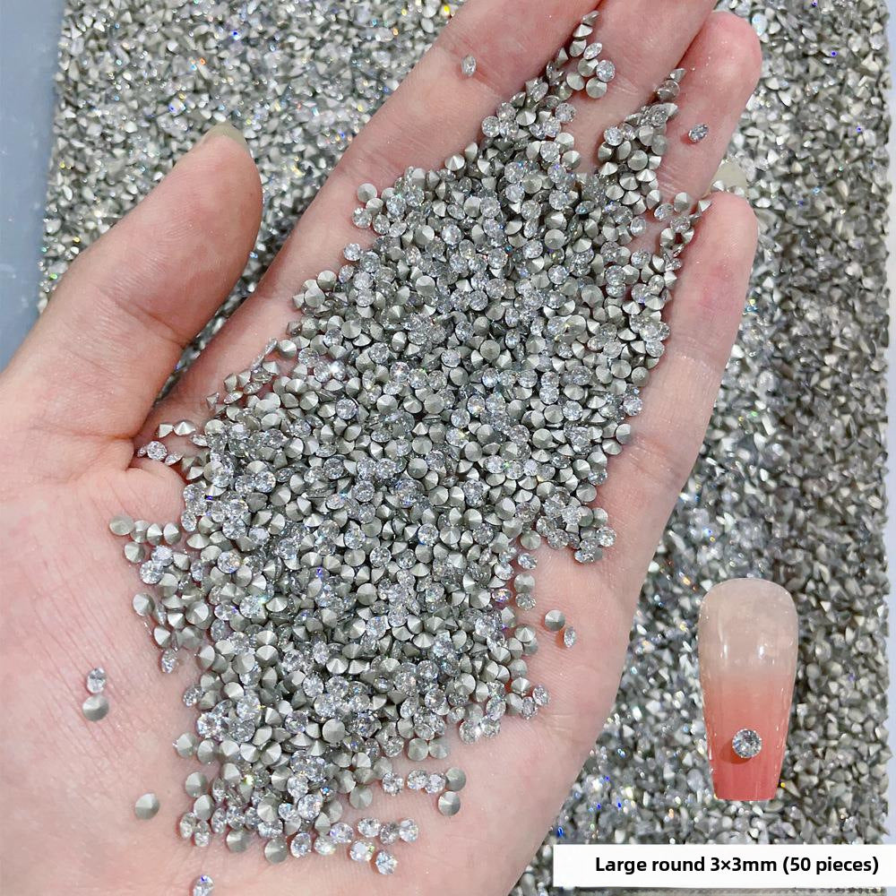 Wholesale 50/1000/10000pcs nail art mini small pointed bottom zircon shaped diamond super flash mini white micro zircon nail decoration