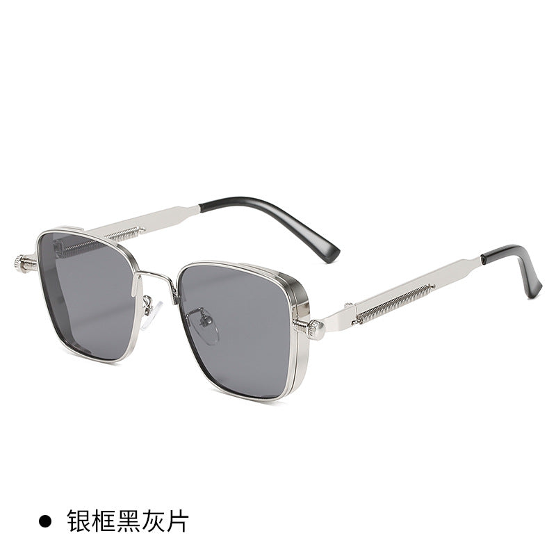 Wholesale Vintage Box Steampunk Metal Style European American Hip Hop Personality Spring Leg Sunglasses