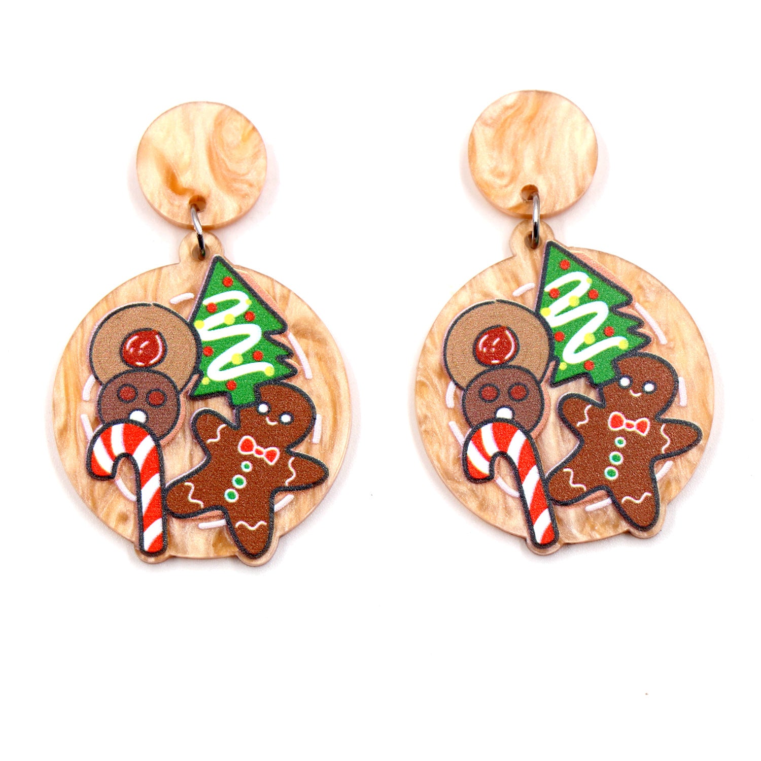 Wholesale Christmas Day Acrylic Christmas Tree Gingerbread Man Earrings