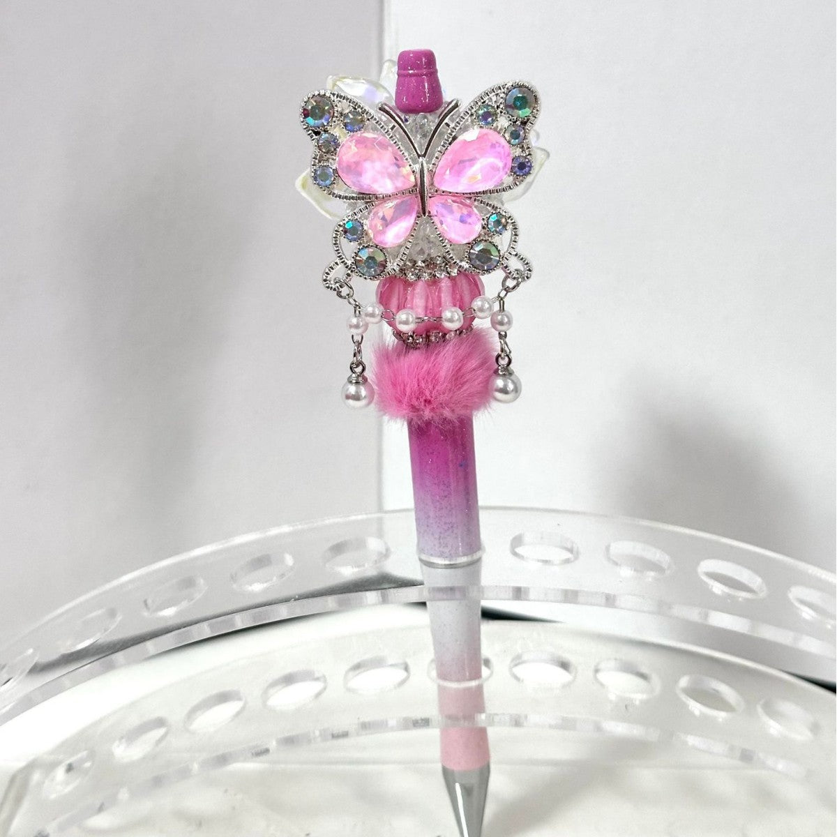 Wholesale Rhinestone Butterfly Flower Heavy Beaded Pen
