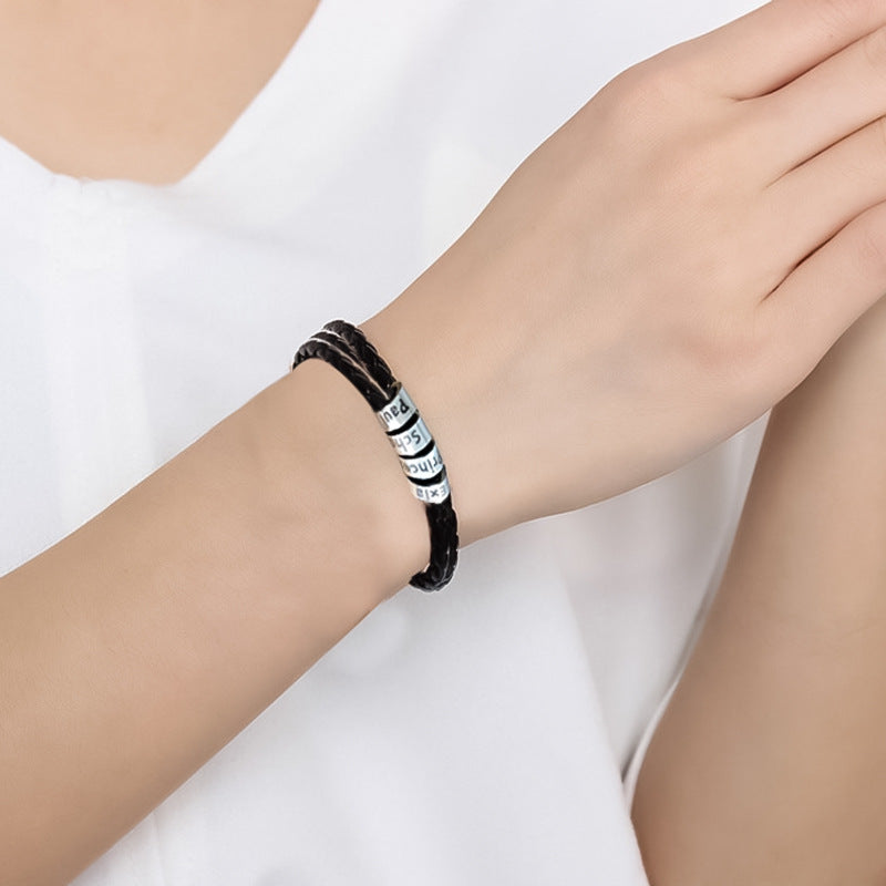 Wholesale Stainless Steel Beads 3 Layer Braided Leather Cord Bracelet