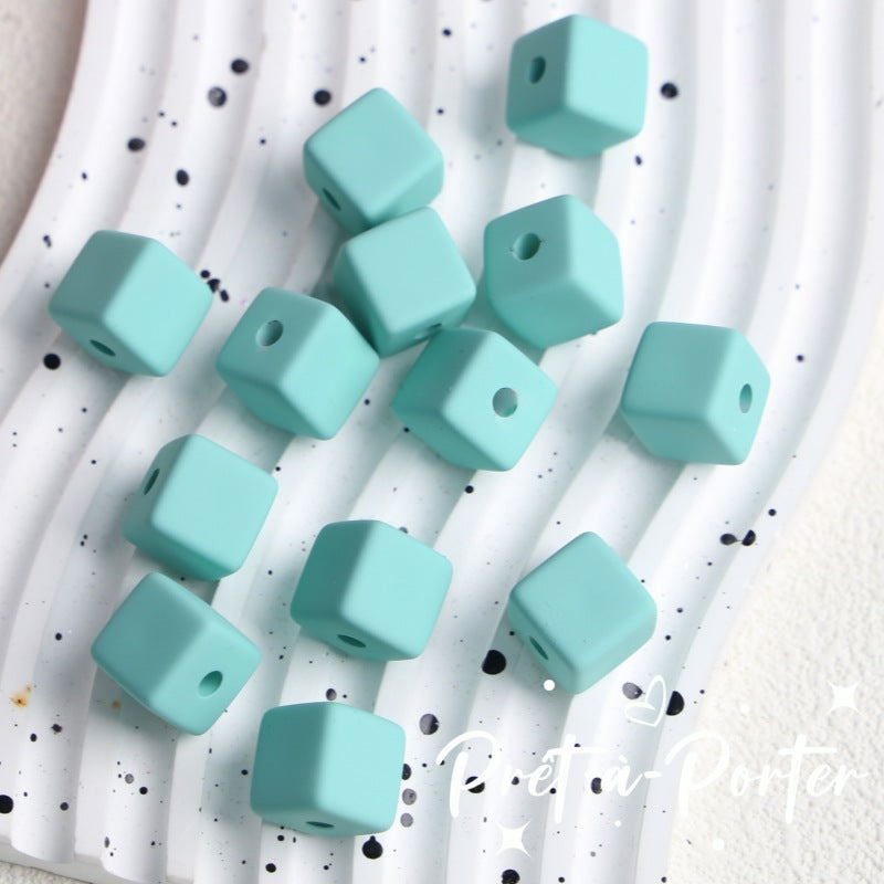Wholesale 10pcs DIY Square Rubber Beads Macaron Color Square Beads