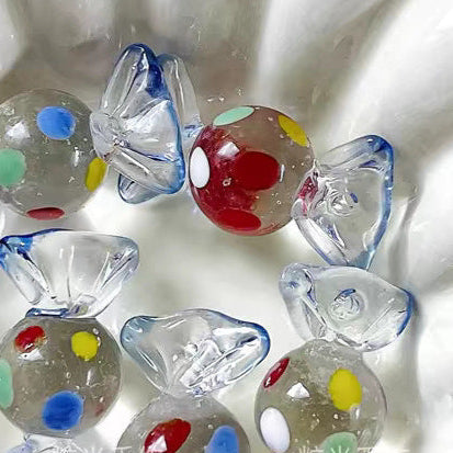 Wholesale Handmade glass polka dot candy beads