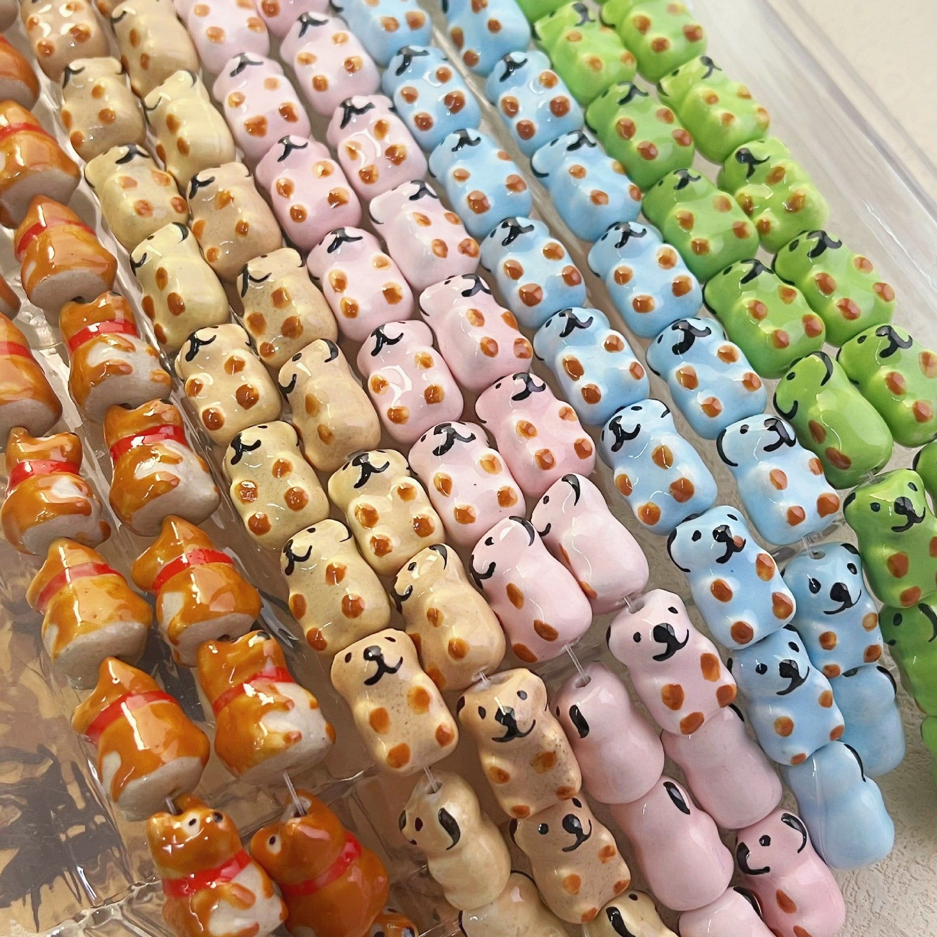 Wholesale 10pcs ceramic colored dog Beads