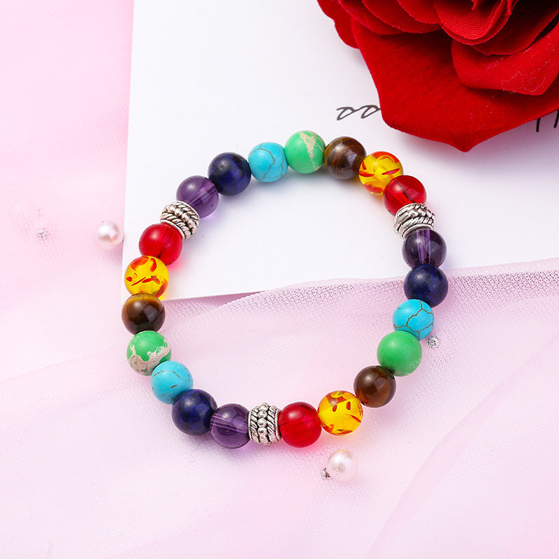 Wholesale Yoga Natural Stone Handmade Beaded Men's Colorful Bracelet