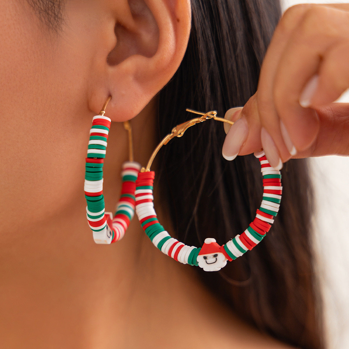 Wholesale Christmas contrasting  Hoop Earrings