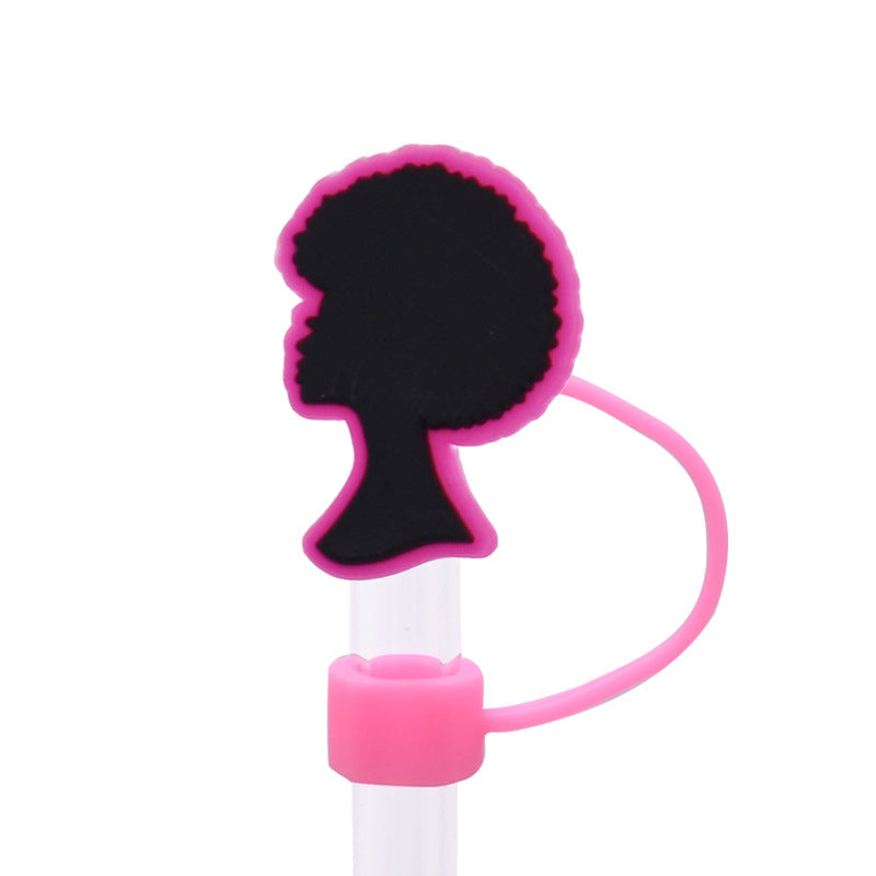 Wholesale Random 100pcs/pack Cute girl dust plug straw hat Straw Tube Cap