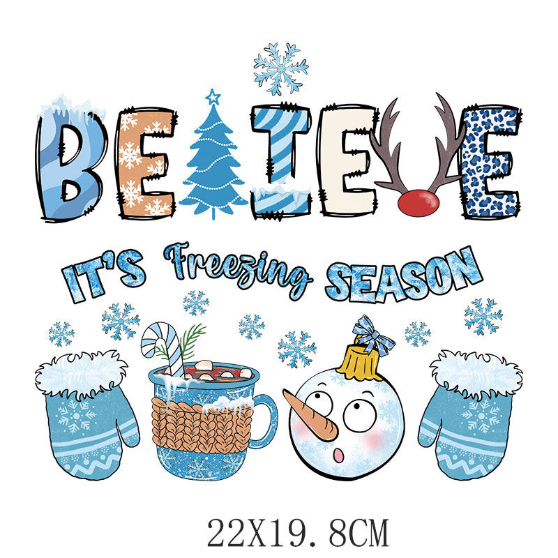 Wholesale 10pcs/pack Blue Snowman Christmas UV DTF Ready to Press Transfers Wraps