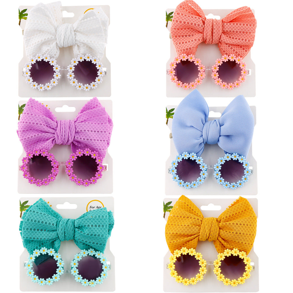 Wholesale Kids Sunglasses Hollow Fabric Headband Set