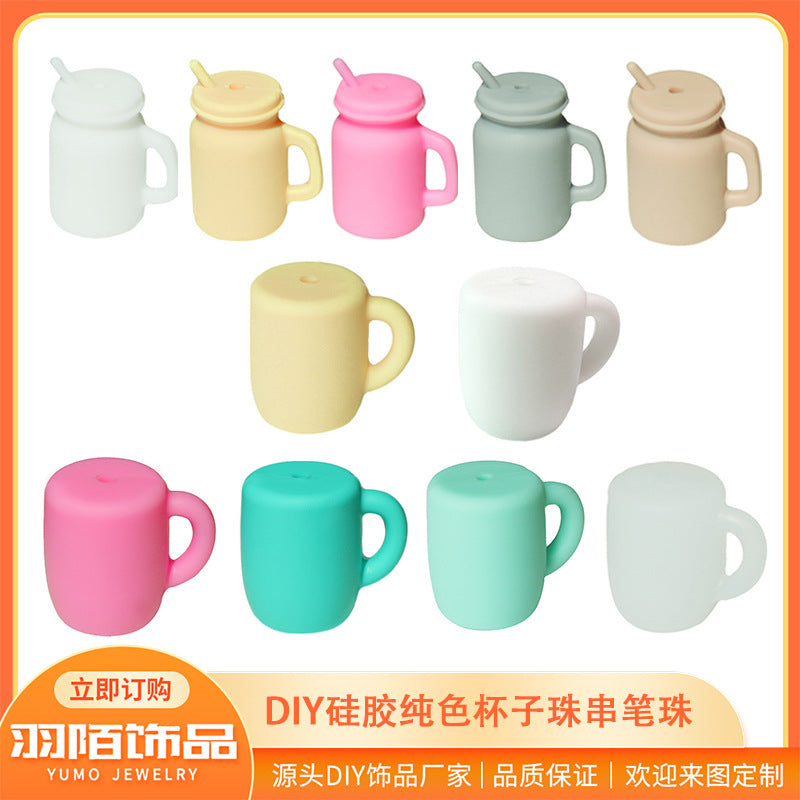 Wholesale 10PCS Water Cup Solid Color Silicone Beads