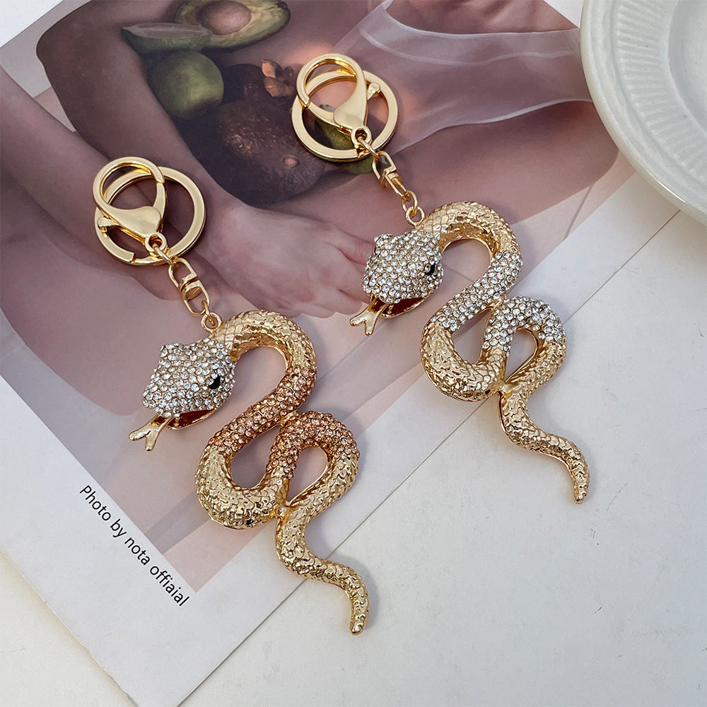 Wholesale Zodiac Diamond Snake Pendant Car Keychain Year of the Snake Gift Women's Bag Pendant Accessories Key Chain